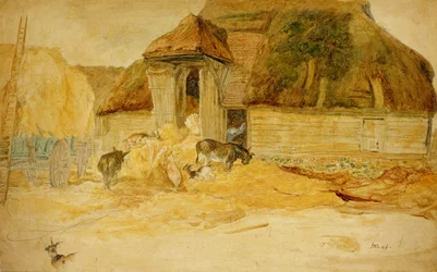 Animals Before a Thatched Barn